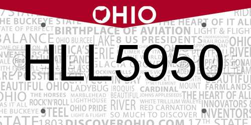 HLL5950 Ohio License Plate