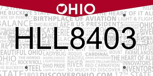 HLL8403 Ohio License Plate