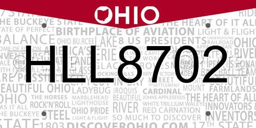 HLL8702 Ohio License Plate