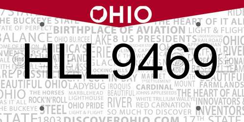 HLL9469 Ohio License Plate