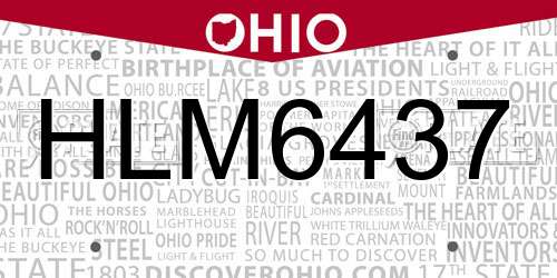 HLM6437 Ohio License Plate