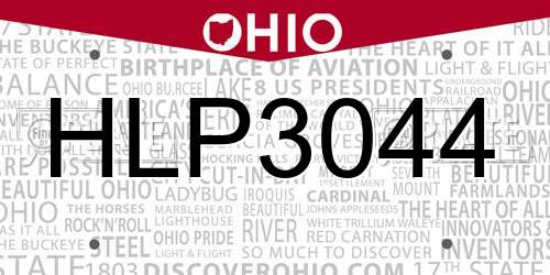 HLP3044 Ohio License Plate