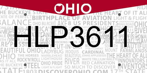 HLP3611 Ohio License Plate
