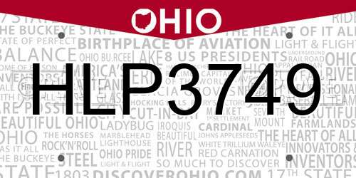 HLP3749 Ohio License Plate