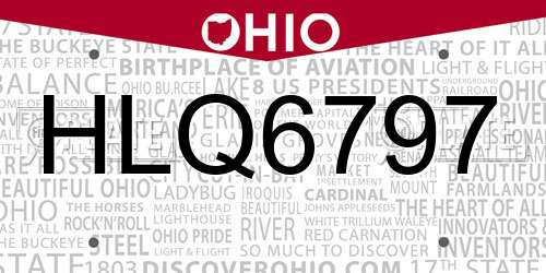 HLQ6797 Ohio License Plate