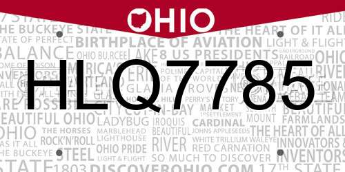 HLQ7785 Ohio License Plate