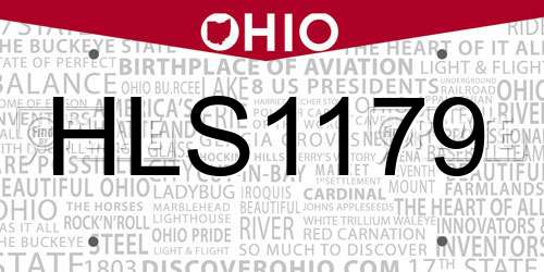 HLS1179 Ohio License Plate