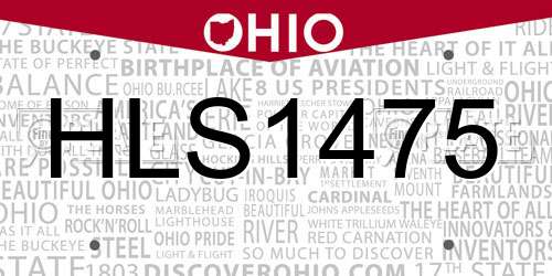 HLS1475 Ohio License Plate