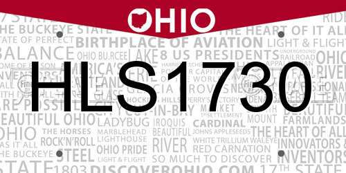 HLS1730 Ohio License Plate
