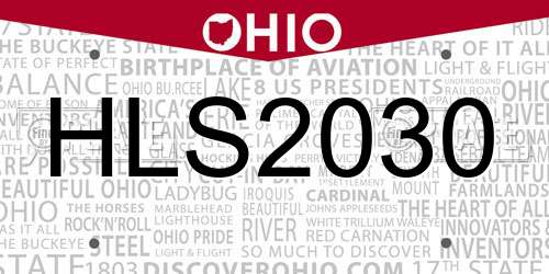 HLS2030 Ohio License Plate