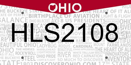 HLS2108 Ohio License Plate