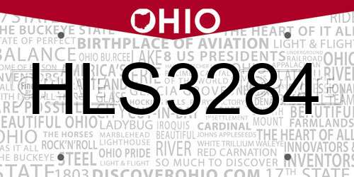 HLS3284 Ohio License Plate