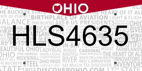 HLS4635 Ohio License Plate