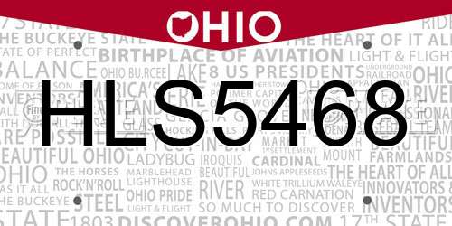 HLS5468 Ohio License Plate