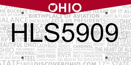 HLS5909 Ohio License Plate