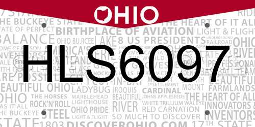 HLS6097 Ohio License Plate
