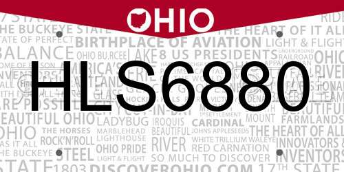 HLS6880 Ohio License Plate