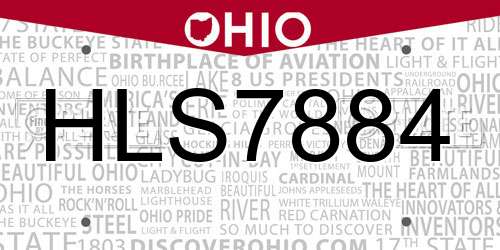 HLS7884 Ohio License Plate