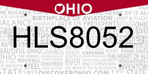 HLS8052 Ohio License Plate