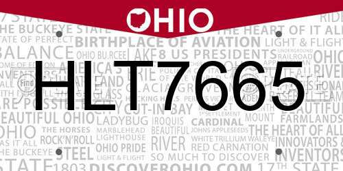 HLT7665 Ohio License Plate