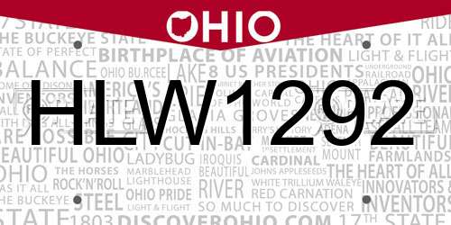 HLW1292 Ohio License Plate