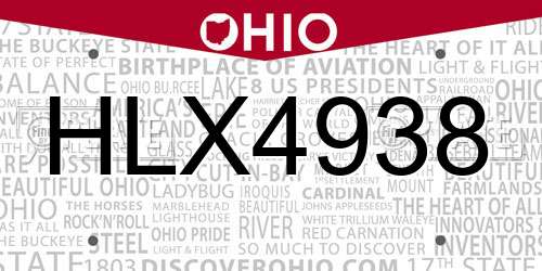 HLX4938 Ohio License Plate