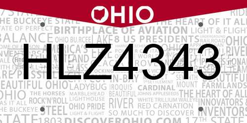 HLZ4343 Ohio License Plate