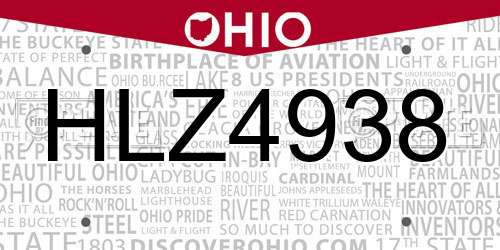 HLZ4938 Ohio License Plate