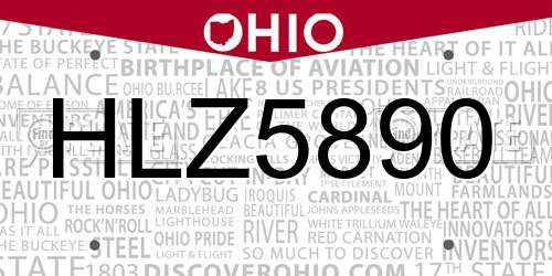 HLZ5890 Ohio License Plate