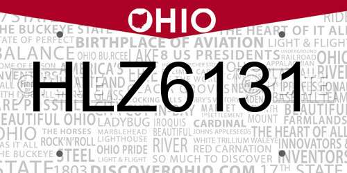 HLZ6131 Ohio License Plate