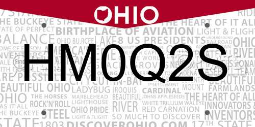 HM0Q2S Ohio License Plate
