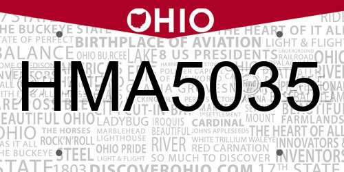 HMA5035 Ohio License Plate