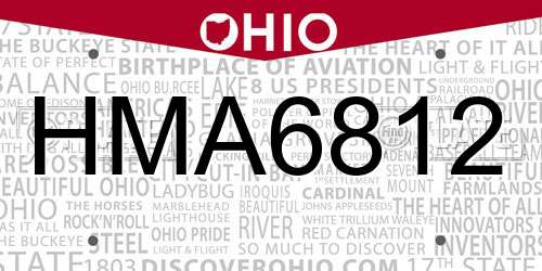 HMA6812 Ohio License Plate