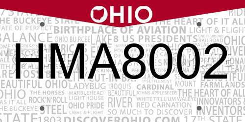 HMA8002 Ohio License Plate