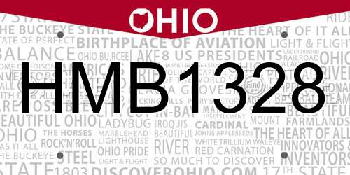 HMB1328 Ohio License Plate