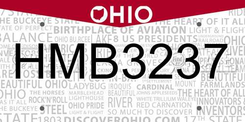 HMB3237 Ohio License Plate