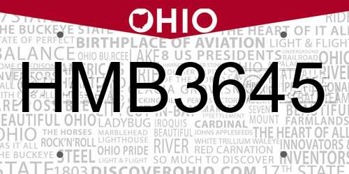 HMB3645 Ohio License Plate