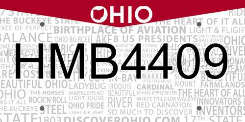 HMB4409 Ohio License Plate