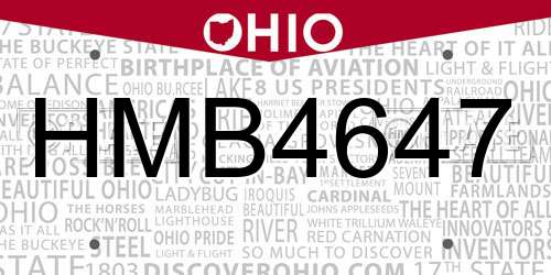 HMB4647 Ohio License Plate