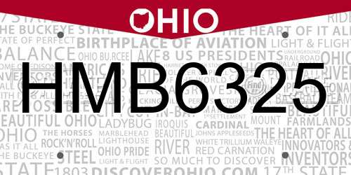 HMB6325 Ohio License Plate