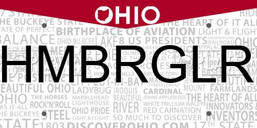 HMBRGLR Ohio License Plate