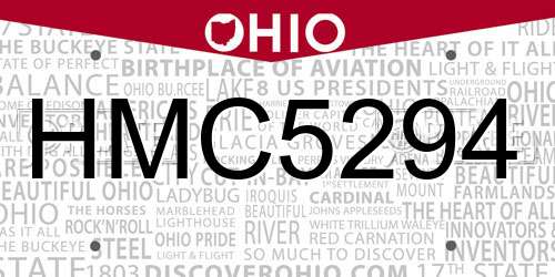 HMC5294 Ohio License Plate