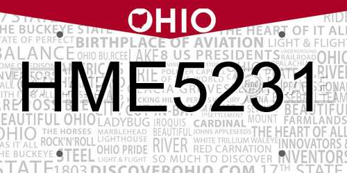 HME5231 Ohio License Plate