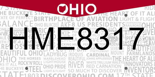 HME8317 Ohio License Plate