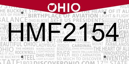 HMF2154 Ohio License Plate