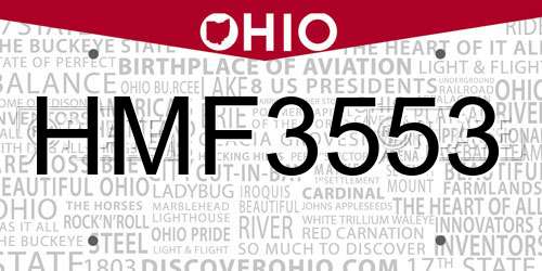 HMF3553 Ohio License Plate