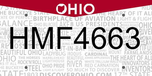 HMF4663 Ohio License Plate