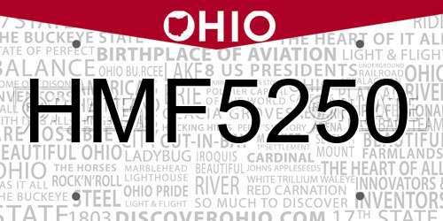 HMF5250 Ohio License Plate