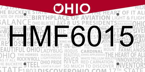 HMF6015 Ohio License Plate
