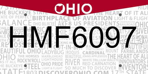 HMF6097 Ohio License Plate